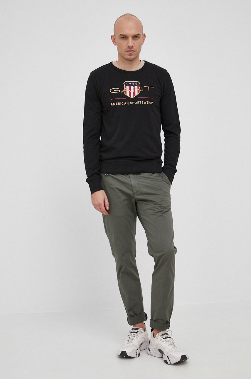

Кофта Gant 2046071 мужская цвет чёрный с аппликацией