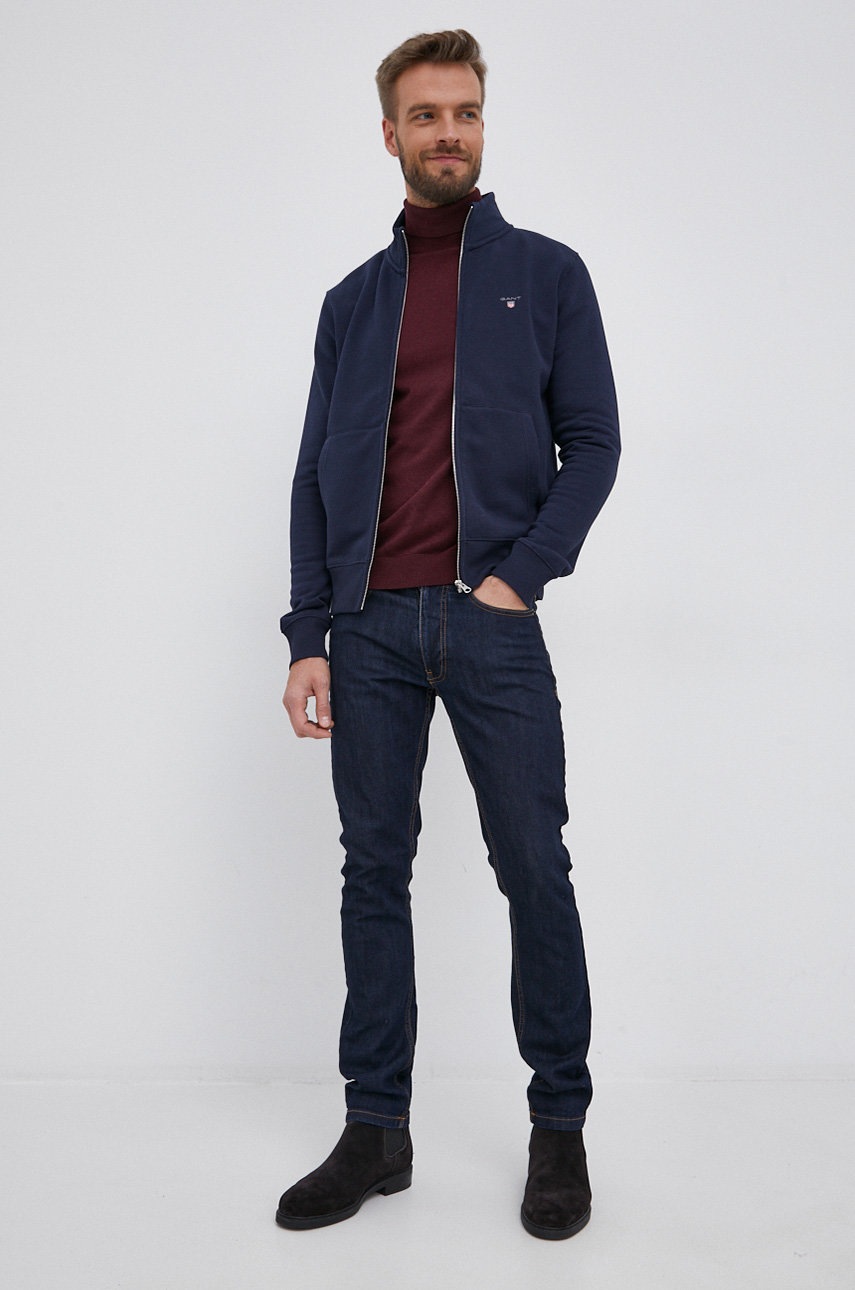 

Кофта Gant мужская цвет синий гладкая
