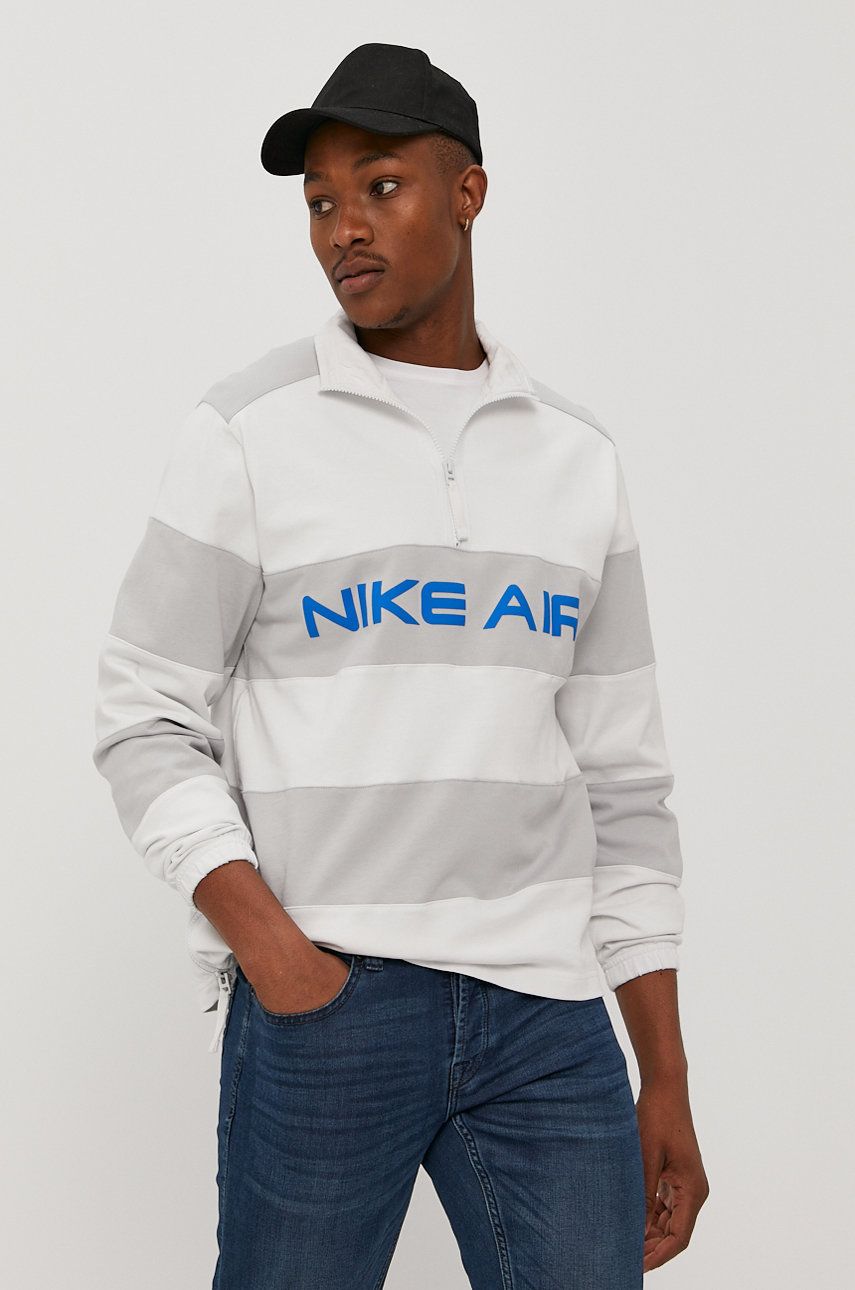 Bavlnená mikina Nike Sportswear pánska, biela farba, s potlačou