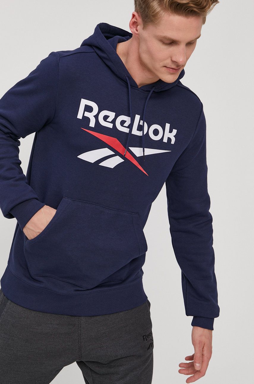 

Кофта Reebok GI8662 чоловіча колір синій з принтом