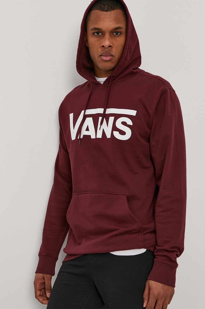 Vans Hanorac De Bumbac Barbati, Culoarea Bordo, Cu Imprimeu