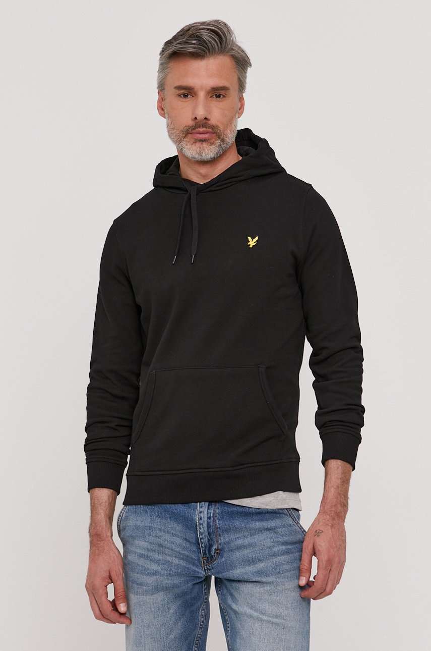 

Хлопковая кофта Lyle & Scott мужская цвет чёрный гладкая