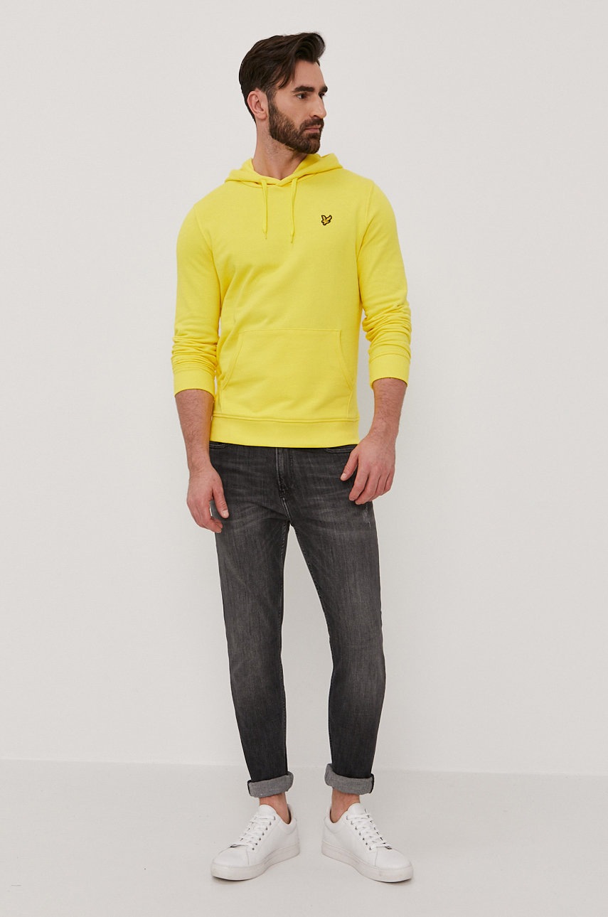 

Бавовняна кофта Lyle & Scott чоловіча колір жовтий гладка