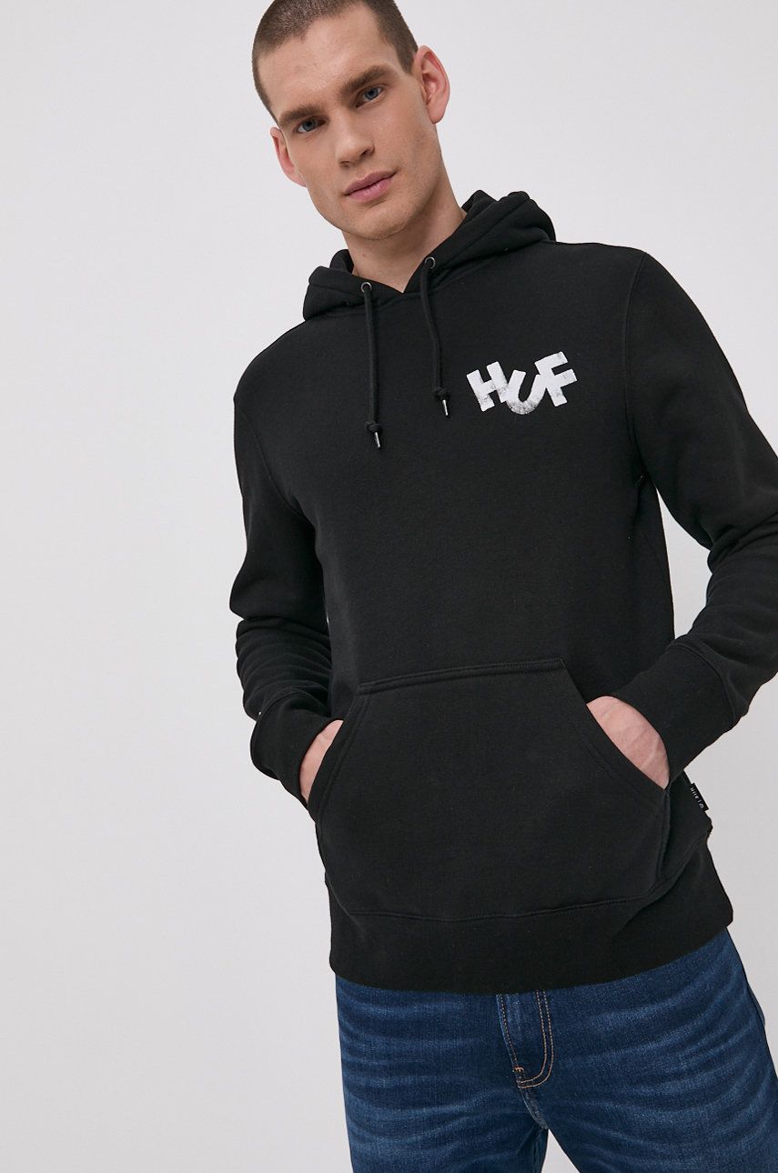 HUF Bluză bărbați, culoarea negru, cu imprimeu answear imagine noua