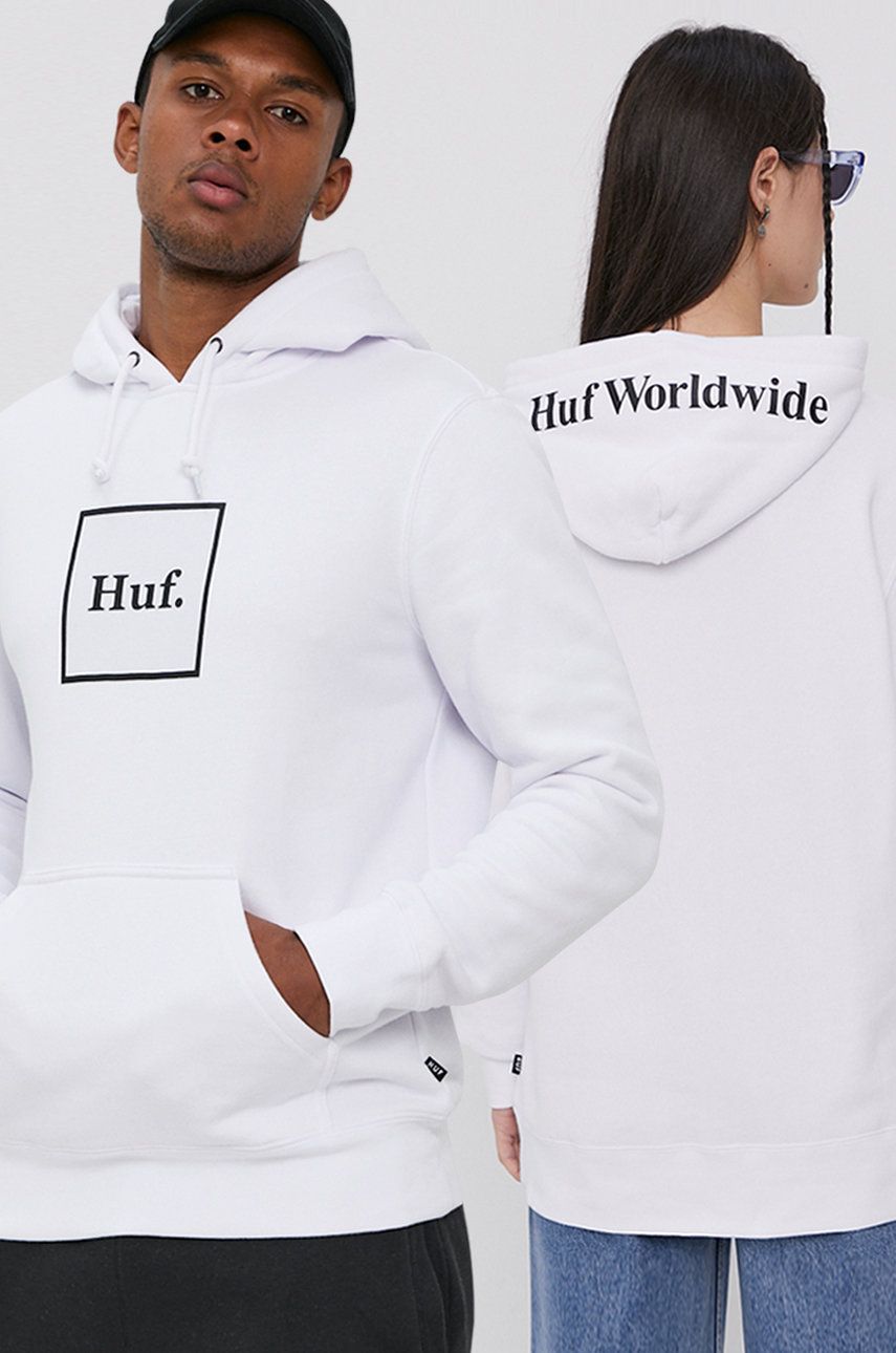 HUF Bluză culoarea alb, cu imprimeu answear.ro