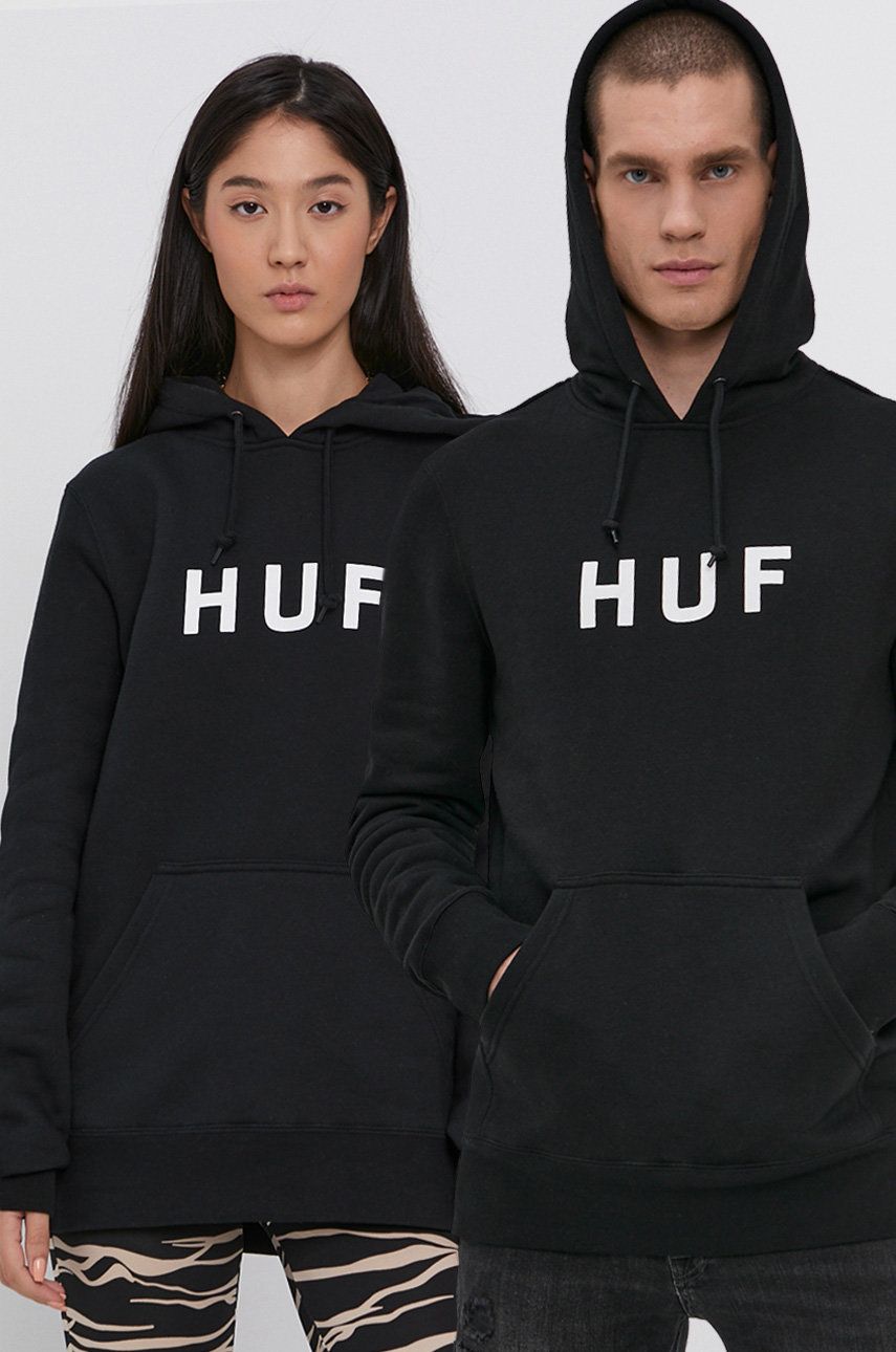 HUF Bluză culoarea negru, cu imprimeu answear.ro
