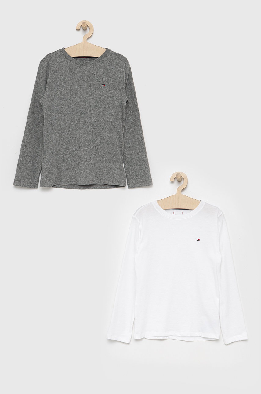 

Дитячий бавовняний лонгслів Tommy Hilfiger (2-pack) колір білий гладкий