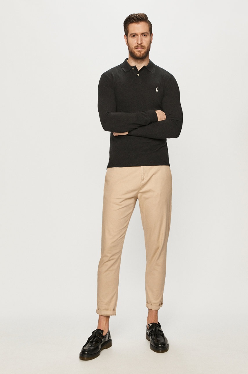 

Лонгслив Polo Ralph Lauren цвет чёрный гладкий