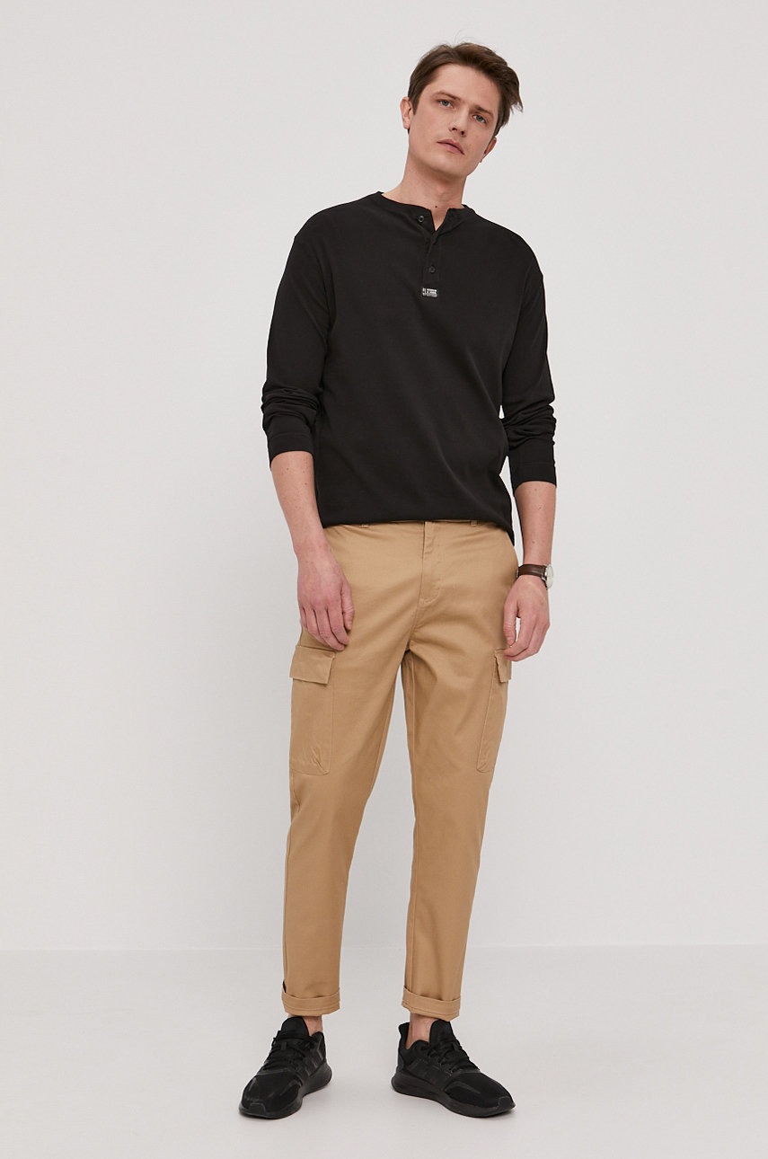 

Лонгслів Scotch & Soda чоловічий колір чорний гладкий