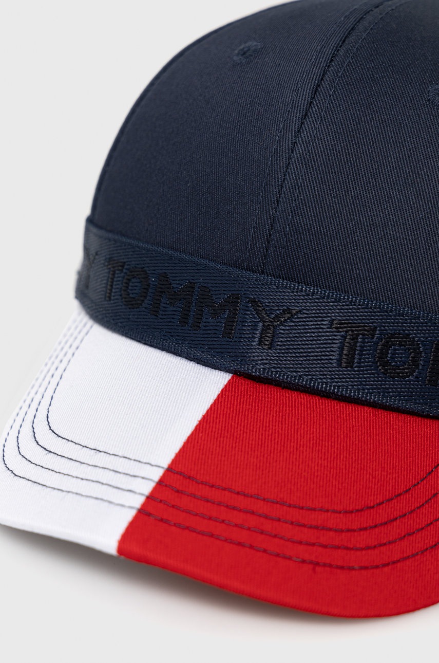

Детская шапка Tommy Hilfiger цвет синий гладкая