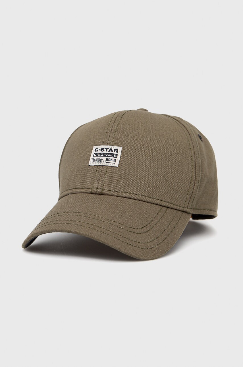 G-star raw caciula din bumbac culoarea verde, neted