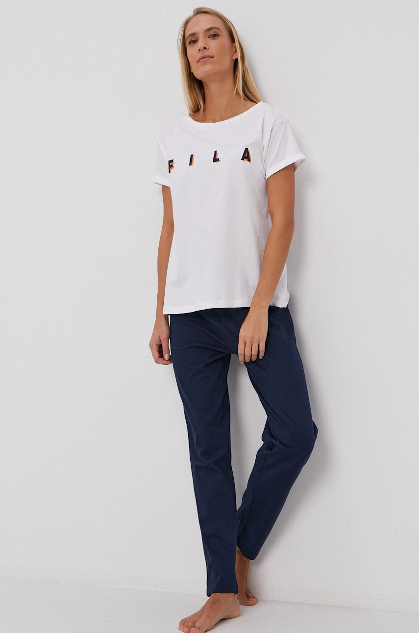 Fila Pijama femei, culoarea alb, bumbac 2023 ❤️ Pret Super answear imagine noua 2022