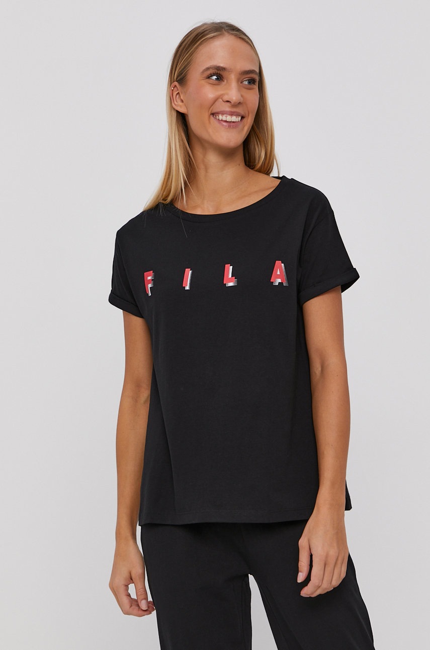 

Пижама Fila женская цвет чёрный хлопковая