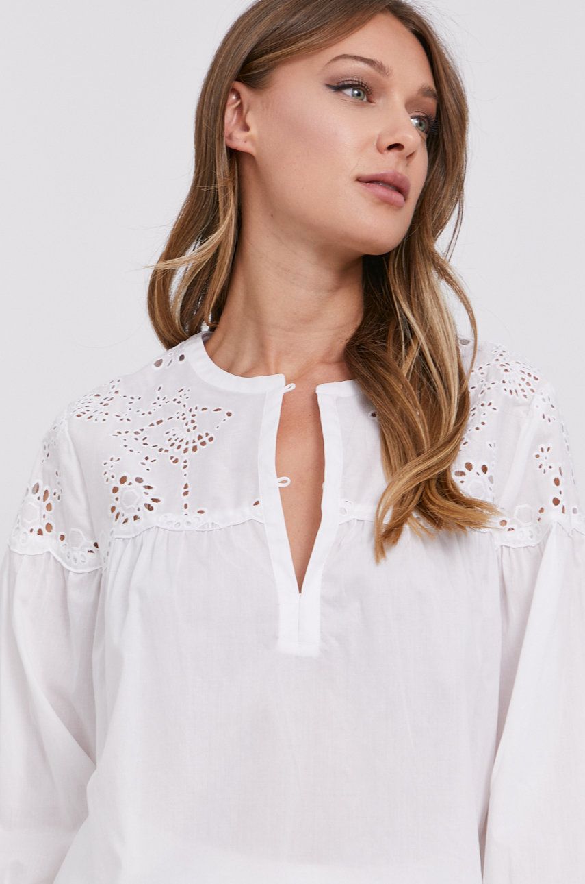 MAX&Co. Bluză din bumbac femei, culoarea alb, material neted answear.ro