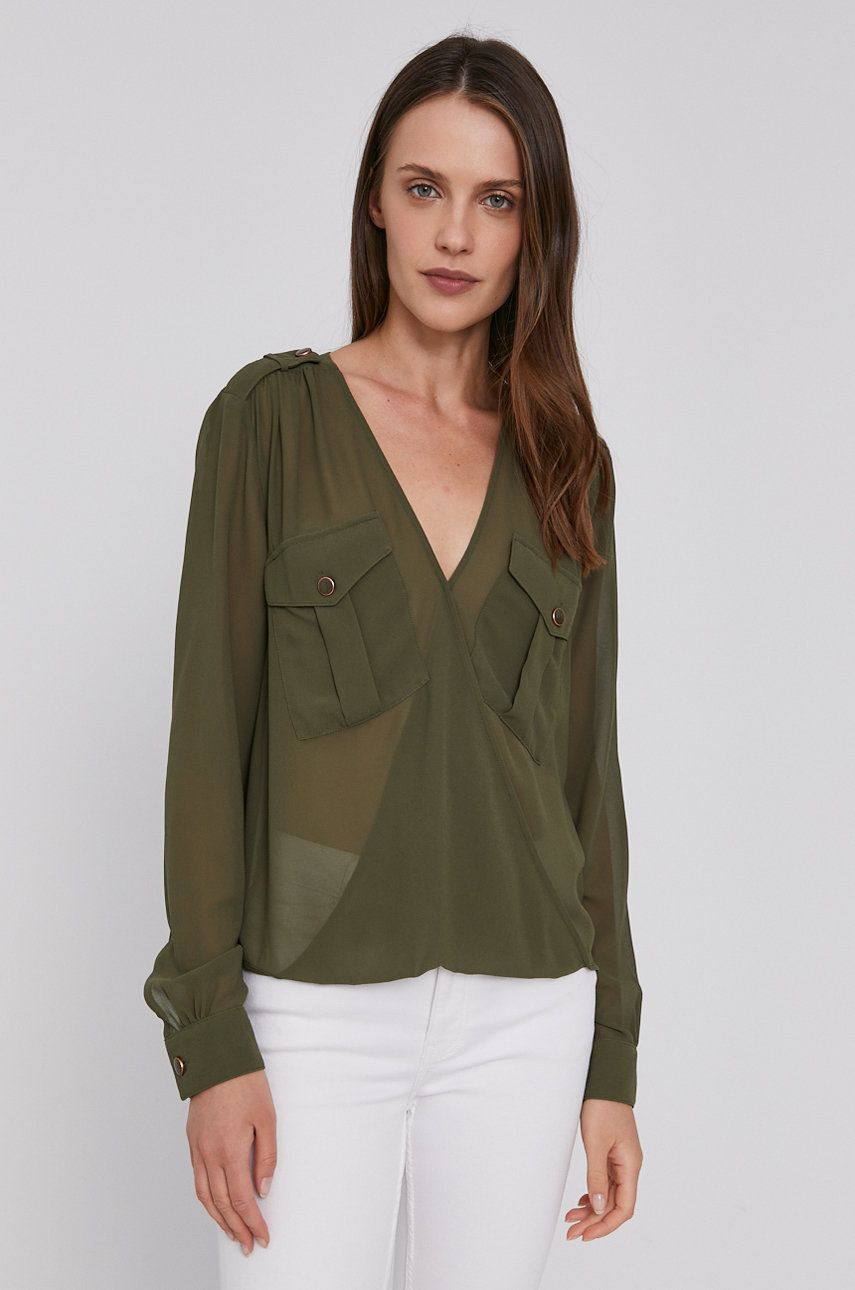 Sisley Bluză femei, culoarea verde, material neted answear.ro imagine megaplaza.ro