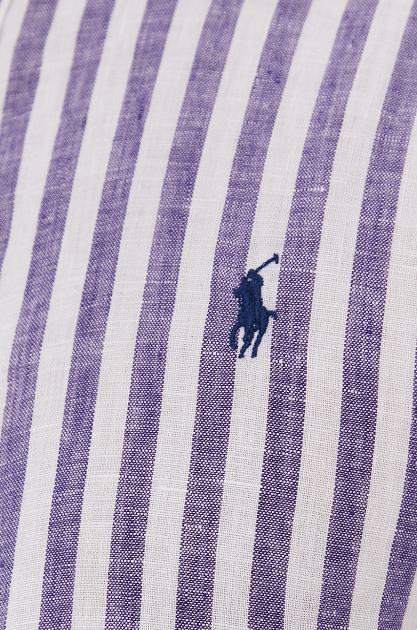 

Рубашка Polo Ralph Lauren мужская цвет фиолетовый slim воротник button-down