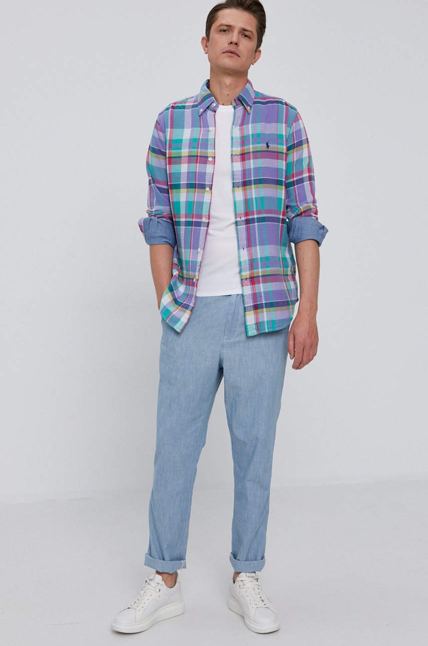 

Хлопковая рубашка Polo Ralph Lauren мужская regular воротник button-down