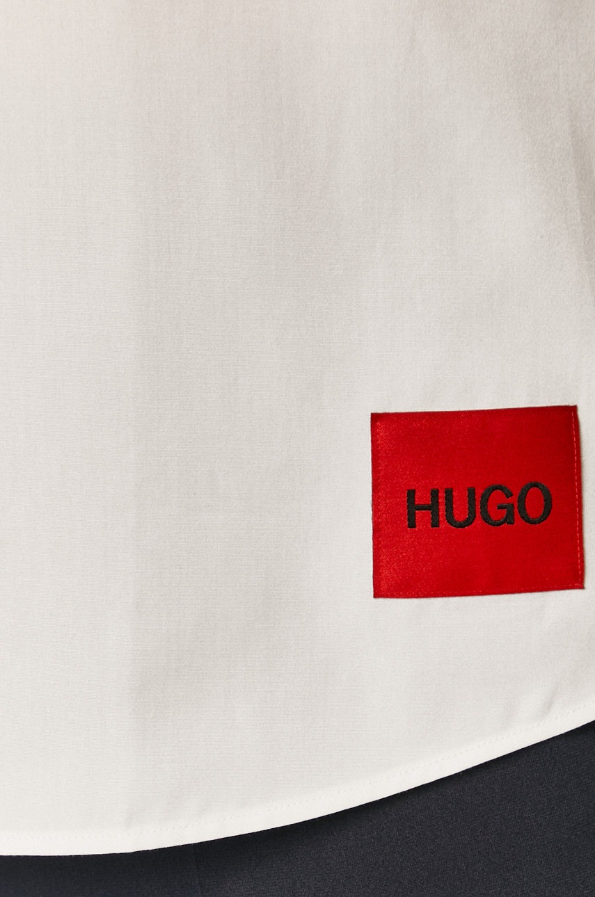 

Рубашка Hugo мужская цвет белый slim классический воротник