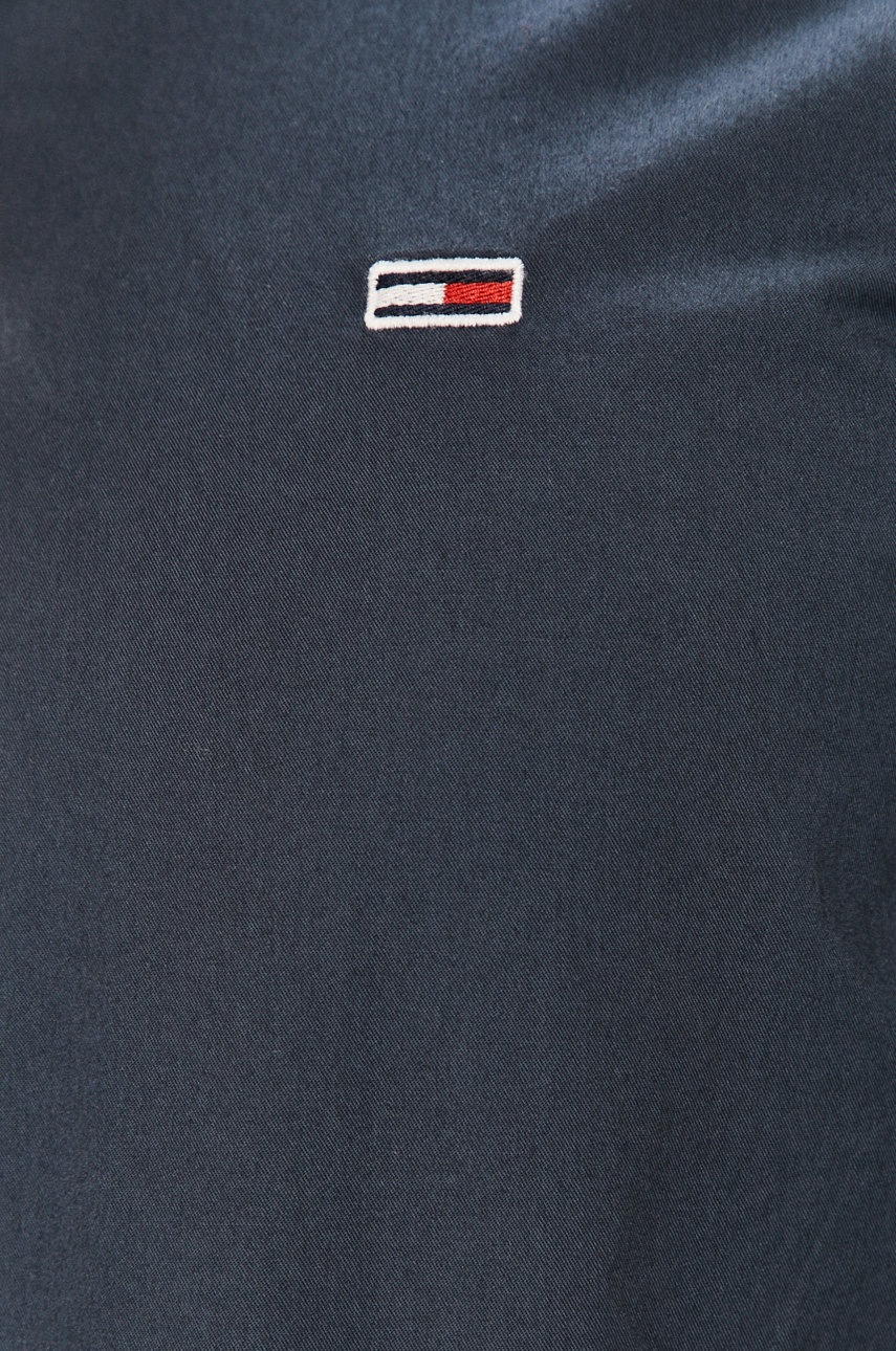 

Хлопковая рубашка Tommy Jeans мужская цвет синий regular классический воротник
