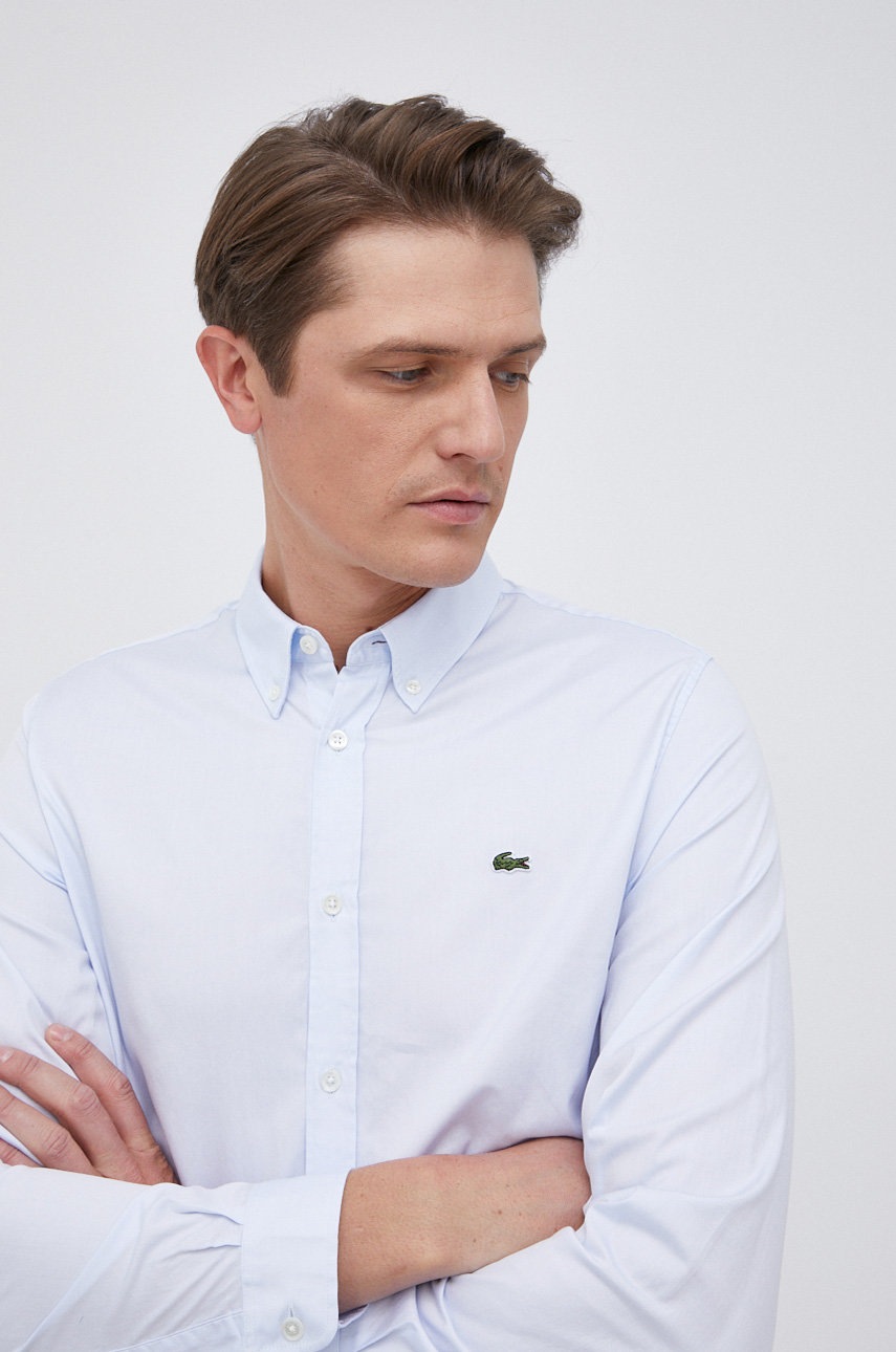 

Памучна риза Lacoste CH1843 мъжка със стандартна кройка с яка с копче, Син