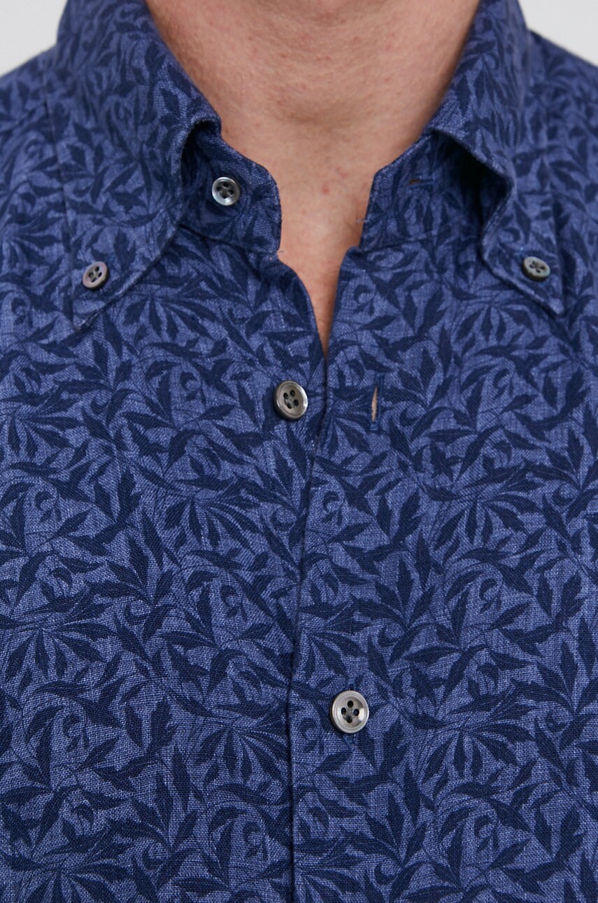 

Рубашка Emanuel Berg мужская цвет синий slim воротник button-down