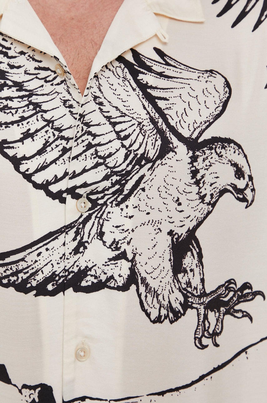 

Сорочка AllSaints чоловіча колір кремовий regular