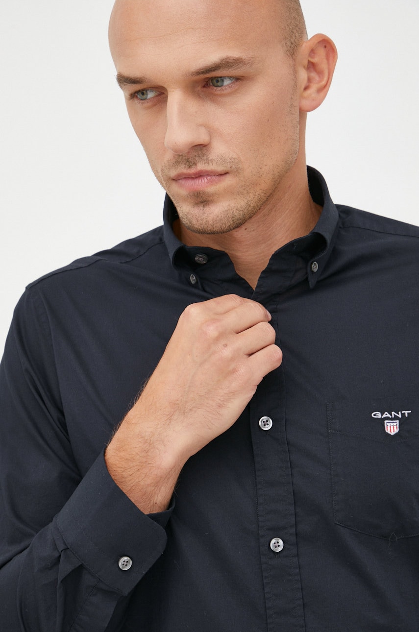 Gant Camasa Barbati, Culoarea Negru, Cu Guler Button-down, Regular