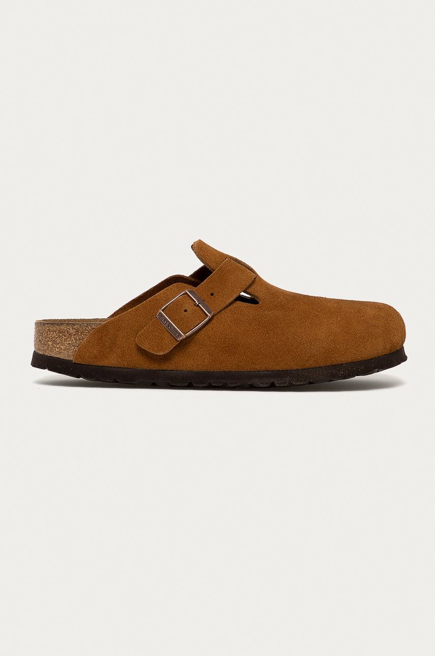 Birkenstock Papuci din piele femei, culoarea maro 1009543