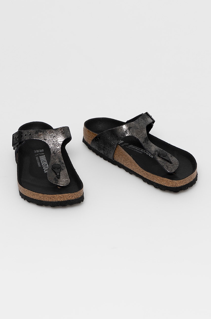 

Шкіряні в'єтнамки Birkenstock жіночі колір чорний на плоскому ходу