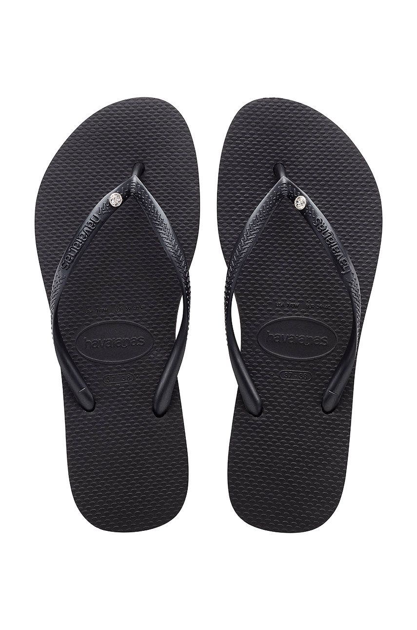 Havaianas șlapi SLIM CRYSTAL SW II femei, culoarea negru, cu toc plat 4119875.1924