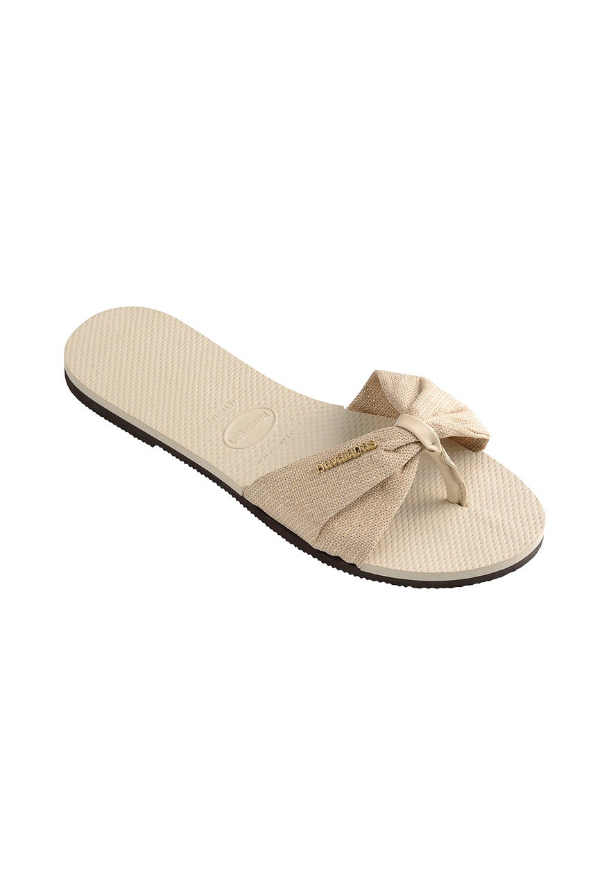 

Шльопанці Havaianas жіночі колір бежевий