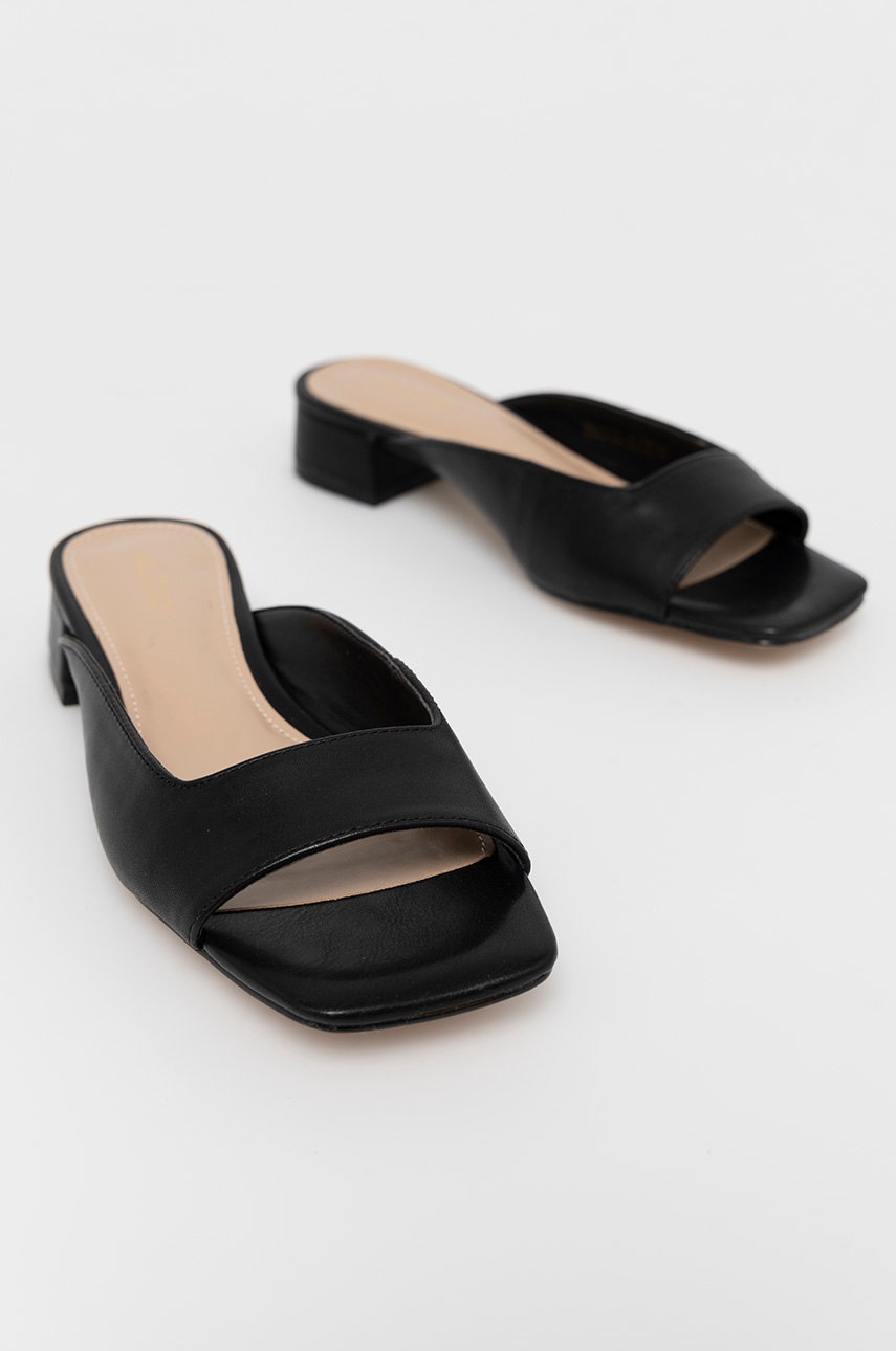 

Кожаные шлепанцы Aldo женские цвет чёрный каблук кирпичик