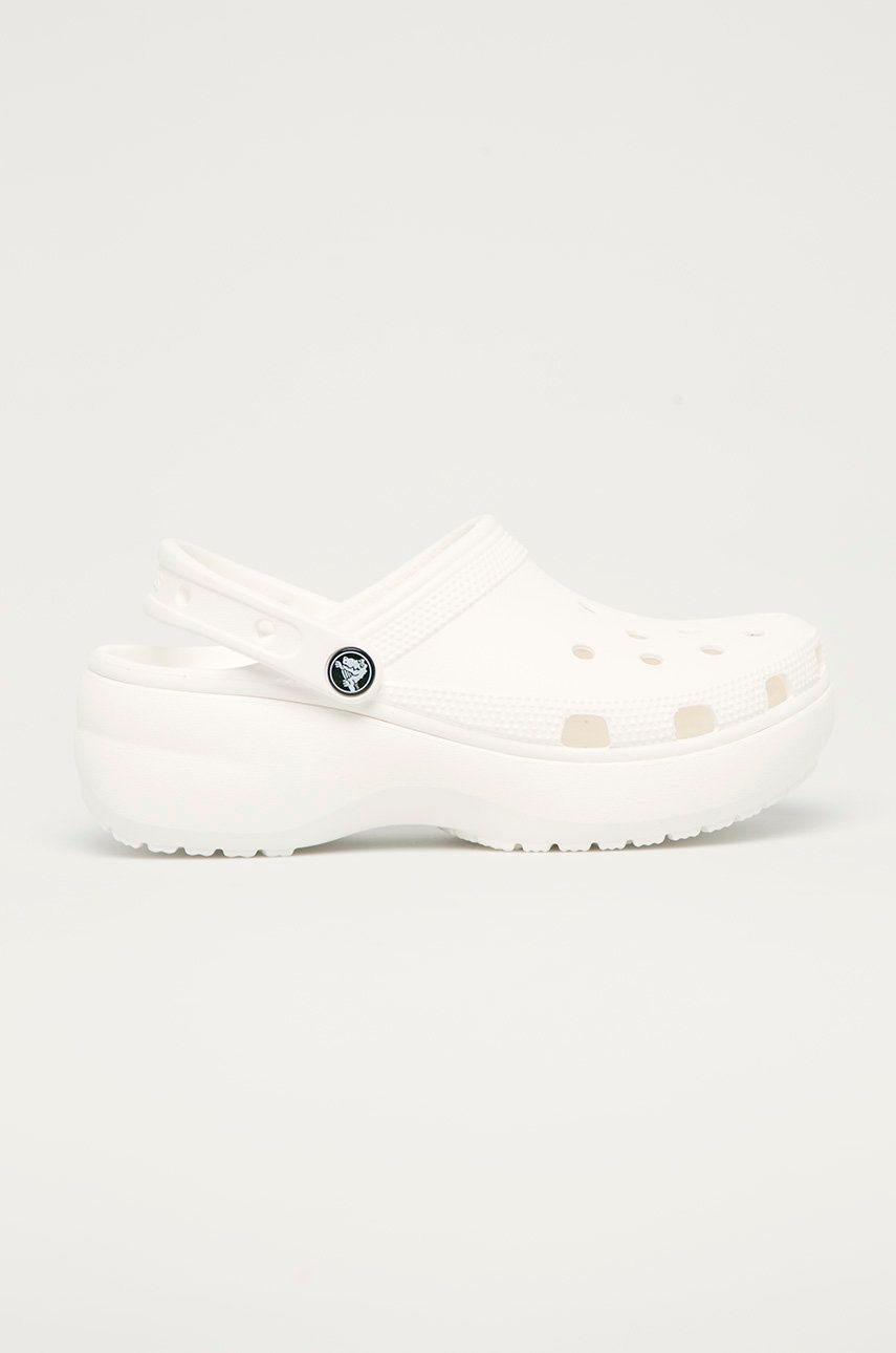 Crocs Papuci Classic Platform Clog Femei, Culoarea Alb, 206750