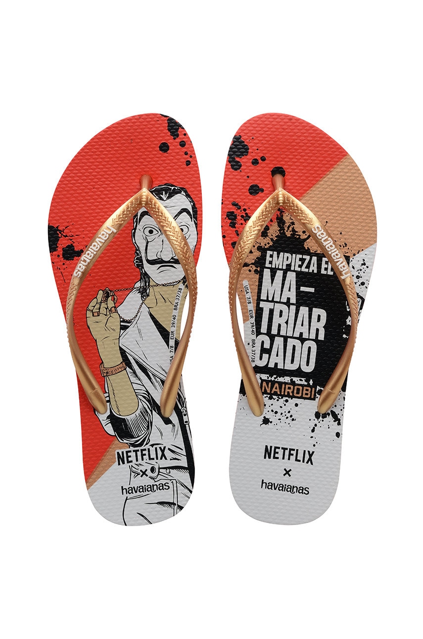 Havaianas Șlapi femei, culoarea rosu, cu toc plat