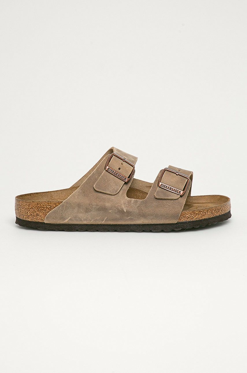 Birkenstock papuci din piele Arizona Nu 352201-Tabacco.Br