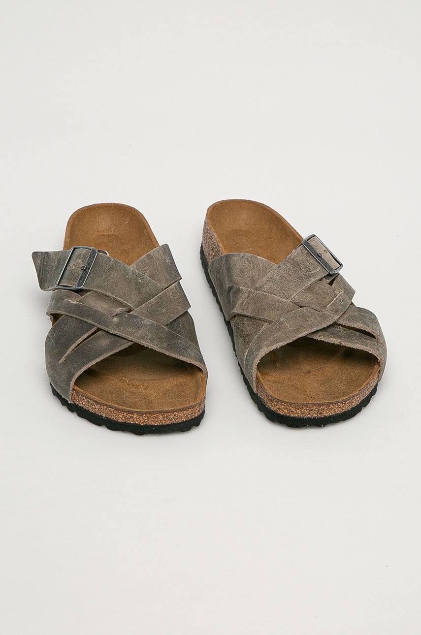 

Шкіряні шльопанці Birkenstock чоловічі колір сірий