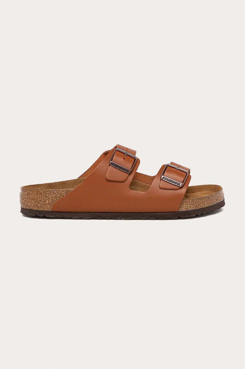 Birkenstock slapi de piele Arizona barbati, culoarea maro