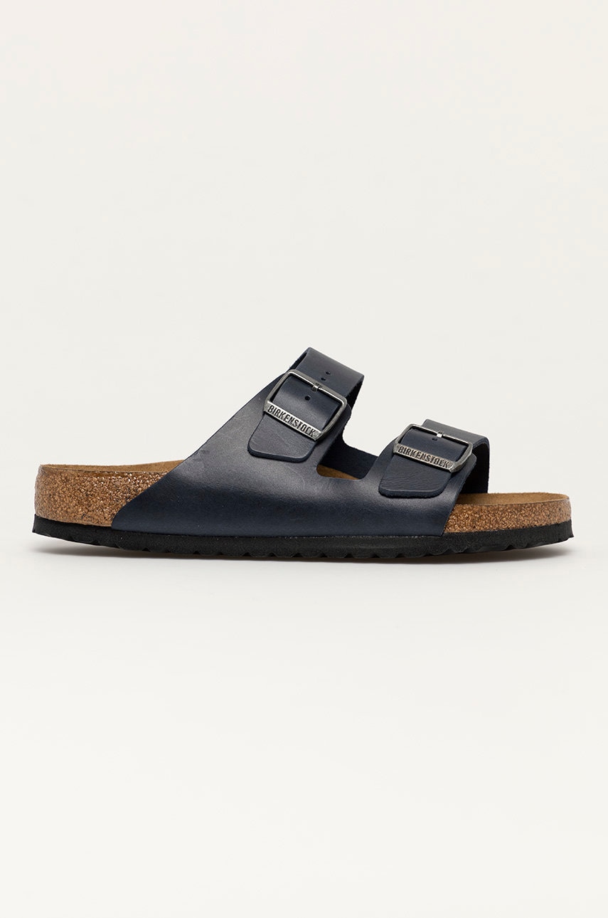 Birkenstock Șlapi de piele bărbați, culoarea albastru marin