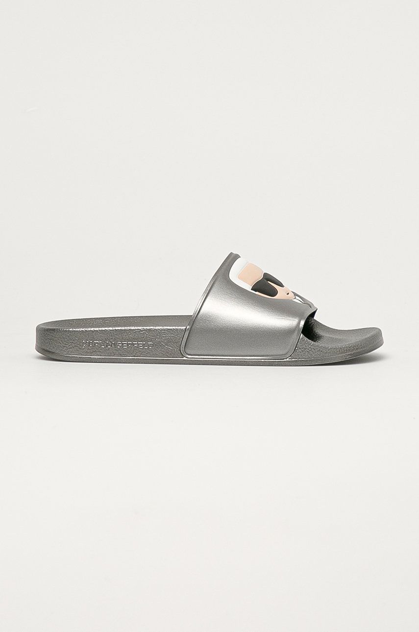 Pantofle Karl Lagerfeld pánské, stříbrná barva - stříbrná -  Svršek: Umělá hmota Vnitřek: 