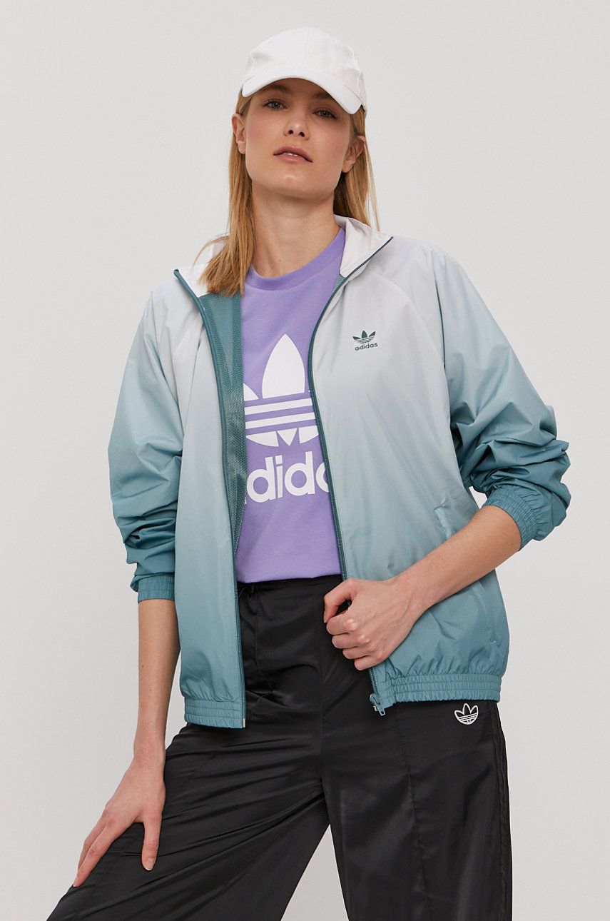 Adidas Originals Kurtka damska kolor zielony przejściowa