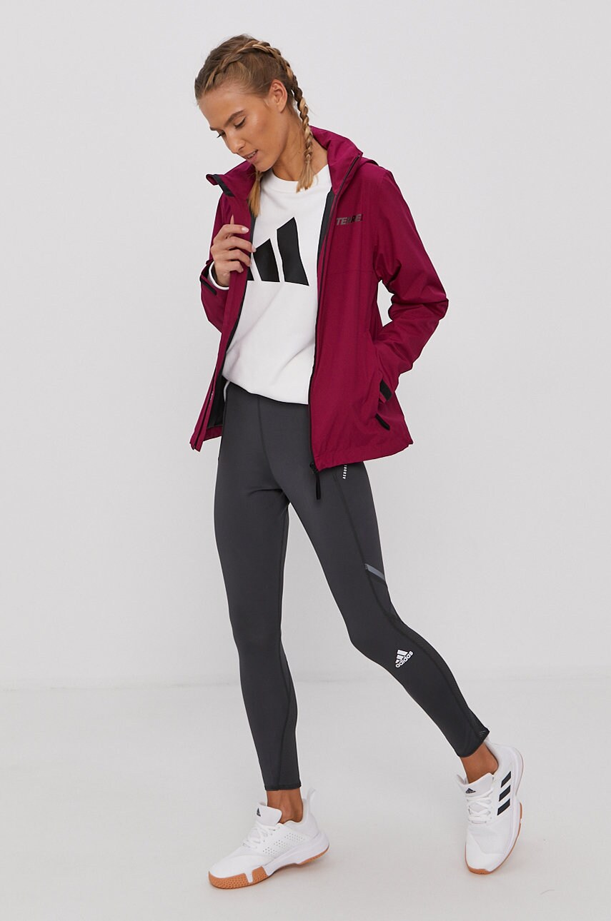 

Куртка adidas Performance GI7130 жіноча колір фіолетовий перехідна