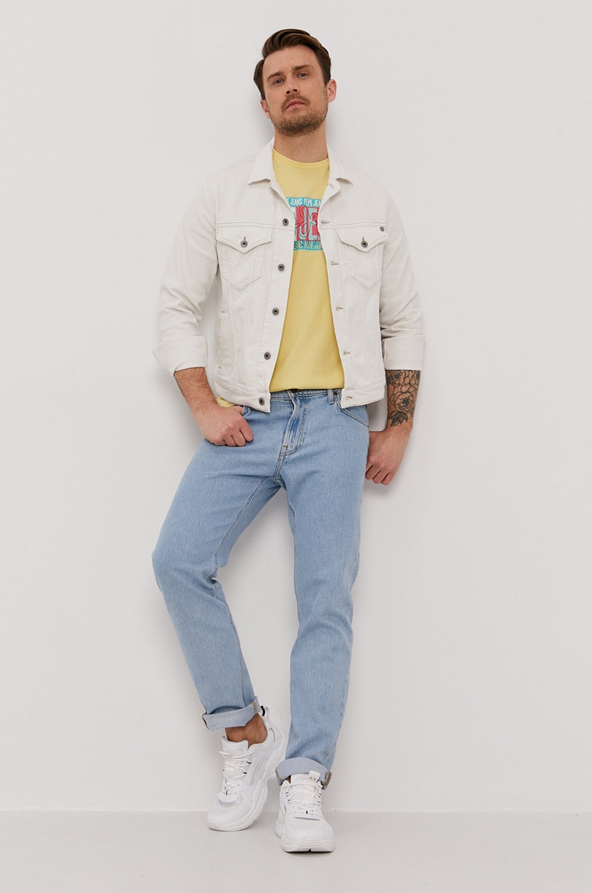 

Джинсова куртка Pepe Jeans Pinner чоловіча колір білий перехідна