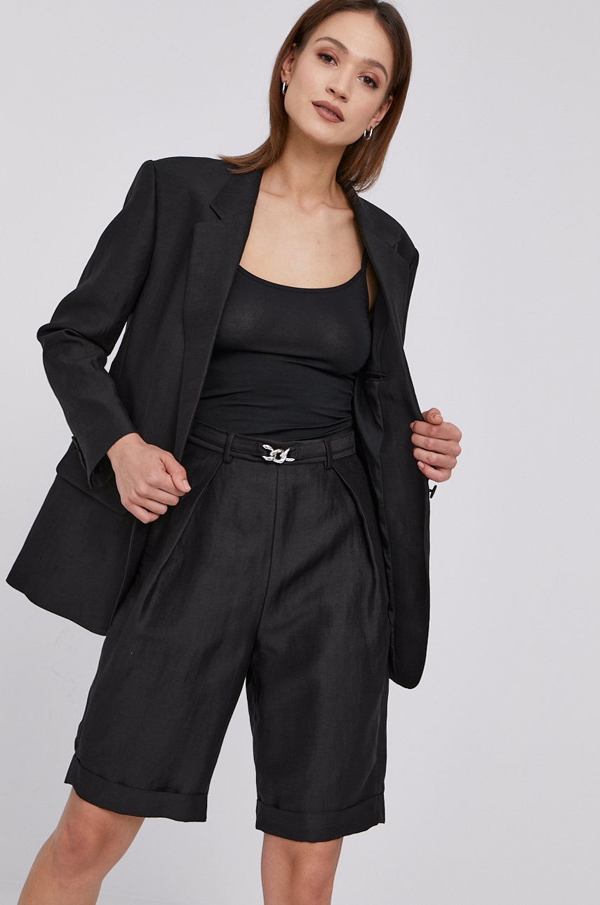 The Kooples Sacou Culoarea Negru, Un Singur Rand De Nasturi, Material Neted