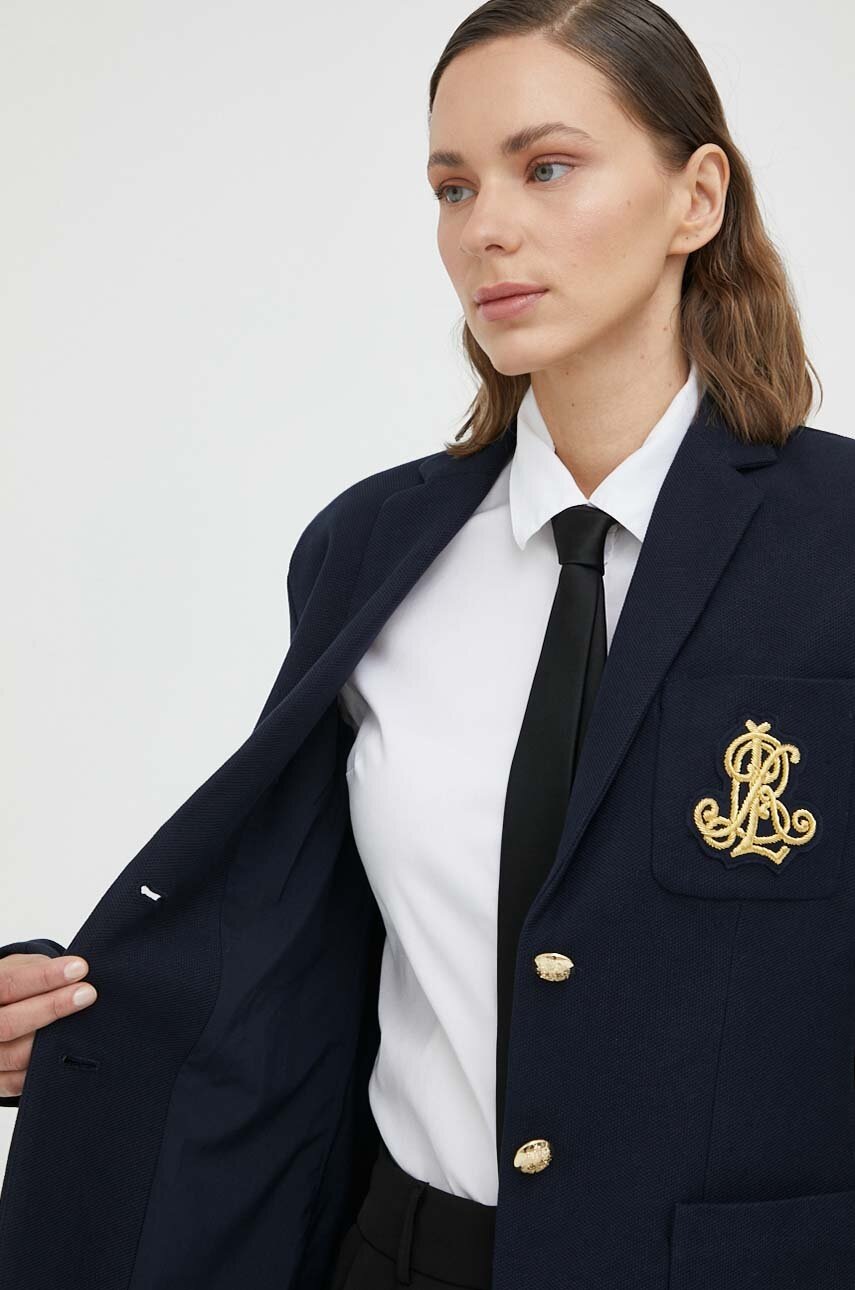 Σακάκι Lauren Ralph Lauren χρώμα: ναυτικό μπλε φωτογραφία