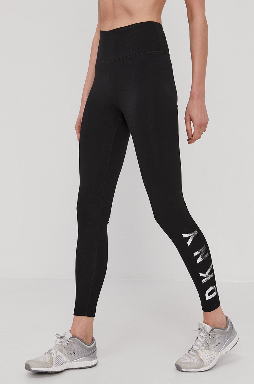 Dkny Colanți femei, culoarea negru, cu imprimeu