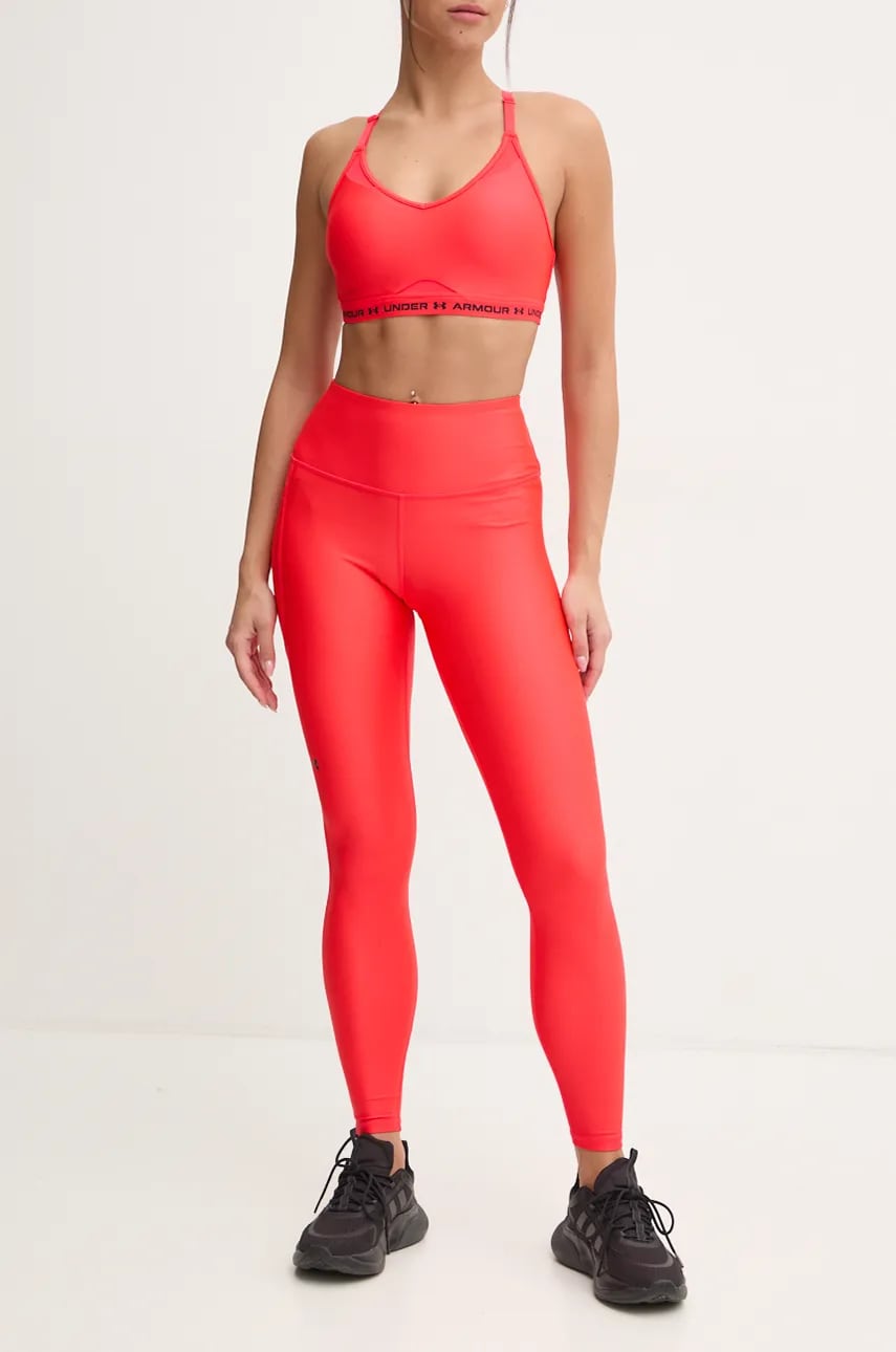 Under Armour leggins de antrenament HG Armour HiRise culoarea rosu, neted, 1365336 Under Armour leggins de antrenament HG Armour HiRise culoarea rosu, neted, 1365336