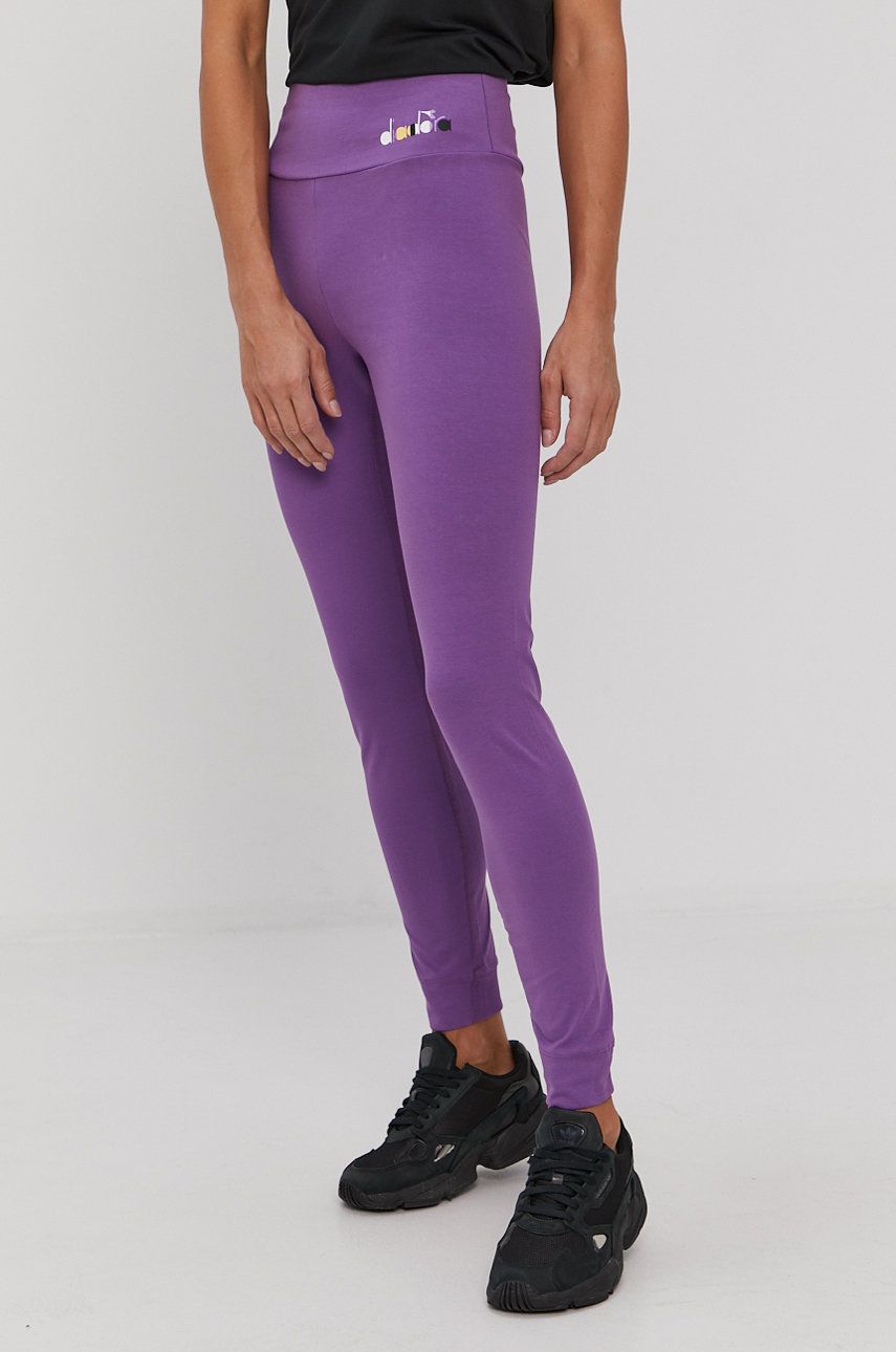 Diadora Colanți femei, culoarea violet, material neted answear imagine noua