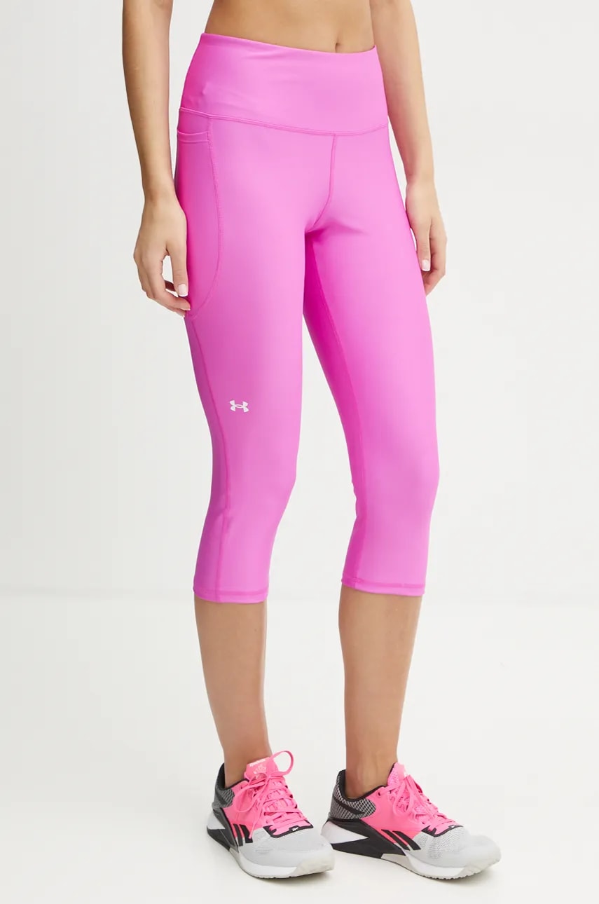 Under Armour pantaloni femei, culoarea violet, neted Under Armour pantaloni femei, culoarea violet, neted
