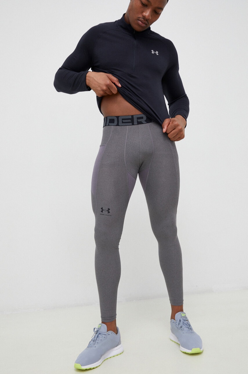 Under Armour leggins de antrenament barbati, culoarea gri, neted