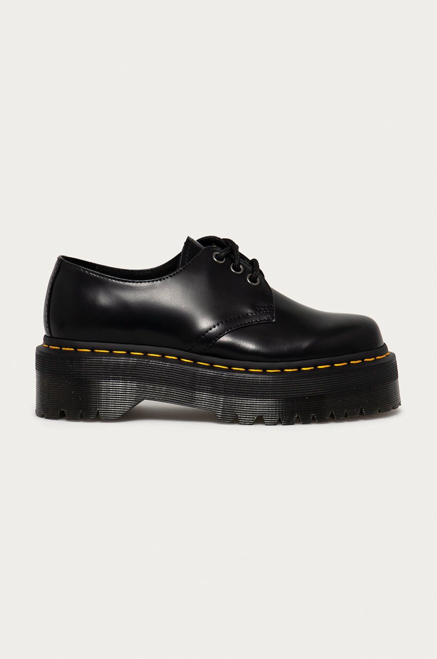 Dr. Martens pantofi de piele 1461 Quad femei, culoarea negru, cu platforma